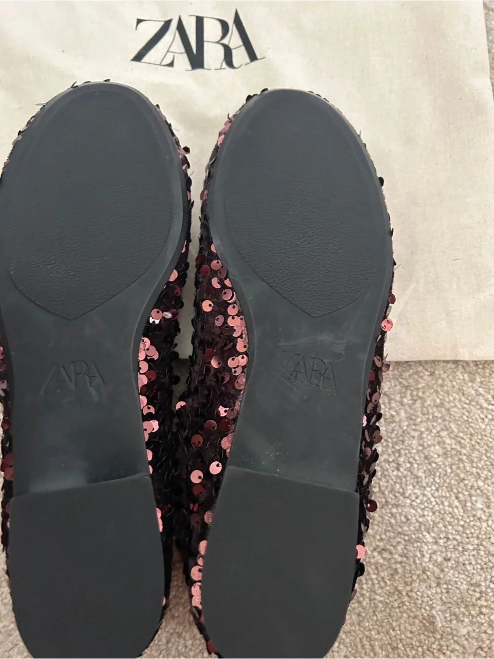 Zara Brown Sequin Flats